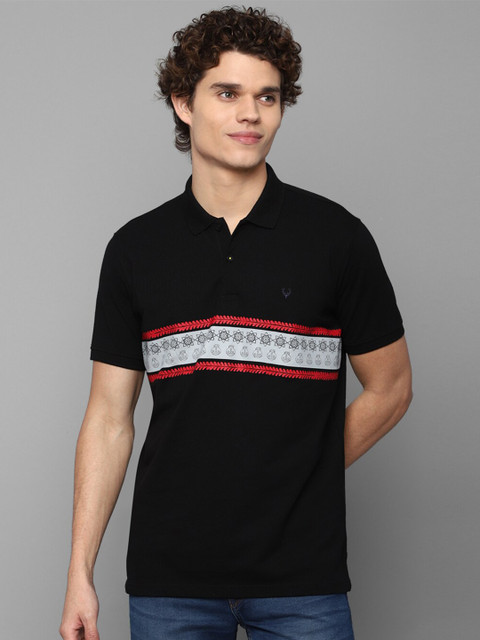 

Allen Solly Men Black Printed Polo Collar T-shirt
