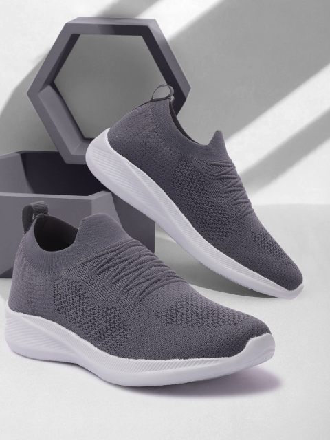 

Crew STREET Men Grey Woven Design Slip-On Sneakers