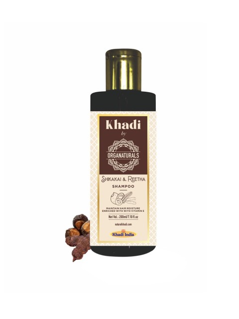 

ORGANATURALS Khadi Ayurvedic Shikakai & Reetha Hair Shampoo - 200ml, Brown