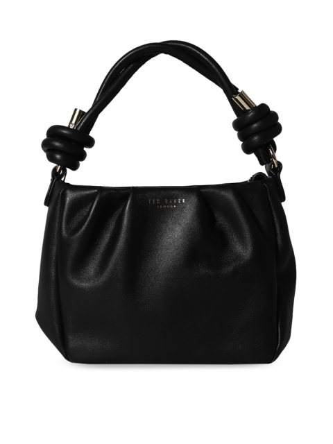 

Ted Baker Black Leather Structured Hobo Bag with Fringed