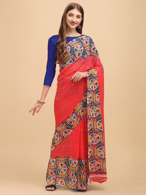 

Sangria Red & Blue Saree