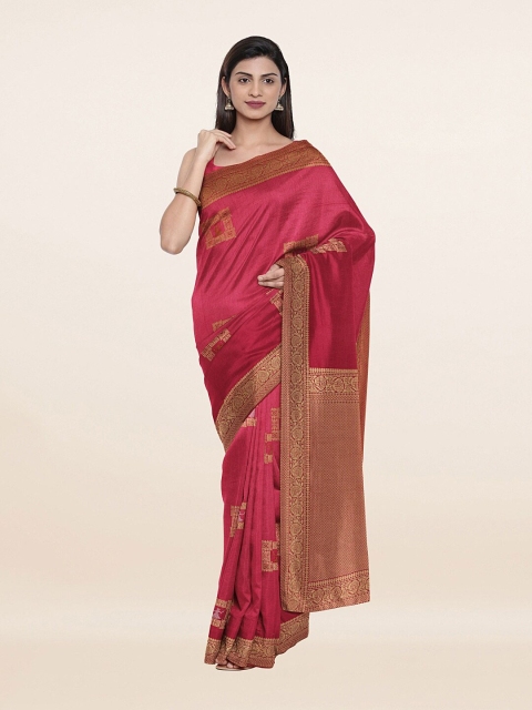 

Pothys Pink & Gold-Toned Woven Design Zari Art Silk Saree
