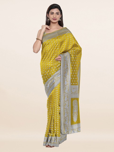 

Pothys Yellow & Silver-Toned Woven Design Zari Art Silk Saree
