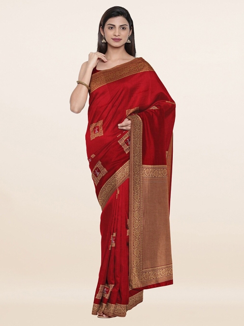 

Pothys Maroon & Golden Ethnic Motifs Zari Art Silk Saree