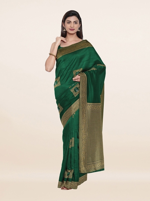 

Pothys Green & Gold-Toned Woven Design Zari Art Silk Saree