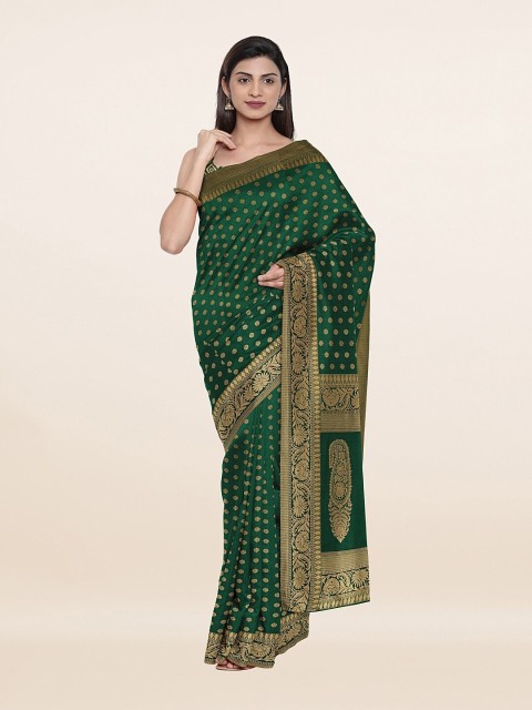 

Pothys Green & Golden Floral Zari Art Silk Saree