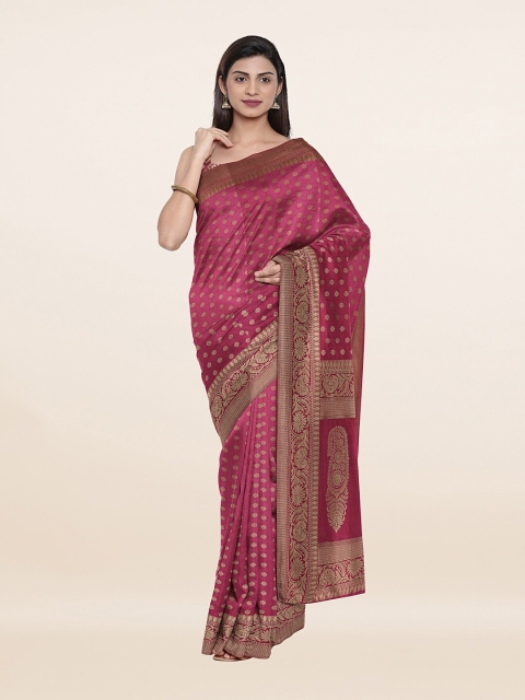 

Pothys Pink & Gold-Toned Woven Design Art Silk Saree