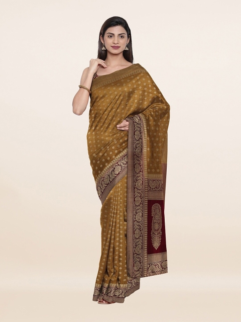 

Pothys Gold-Toned & Maroon Woven Design Art Silk Saree