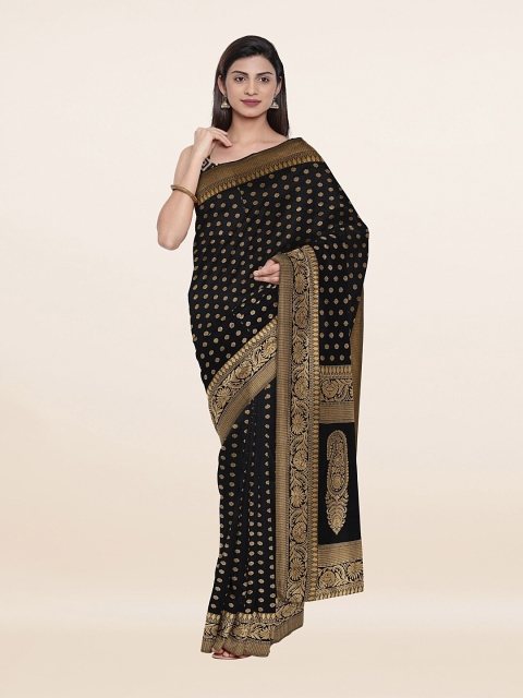 

Pothys Black & Golden Ethnic Motifs Zari Art Silk Saree