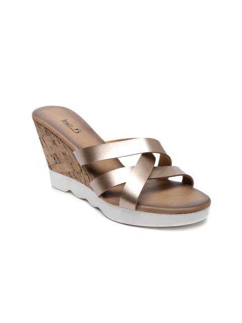 

Inc 5 Women Gold Solid Sandals