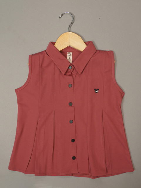 

Mumkins Rust Crepe Shirt Style Top