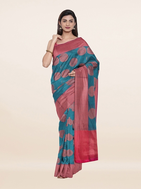

Pothys Blue & Pink Woven Design Cotton Blend Saree