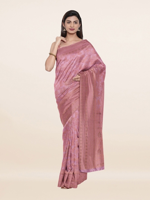 

Pothys Pink & Gold-Toned Woven Design Zari Tissue Saree