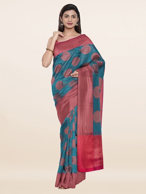

Pothys Blue & Pink Woven Design Saree