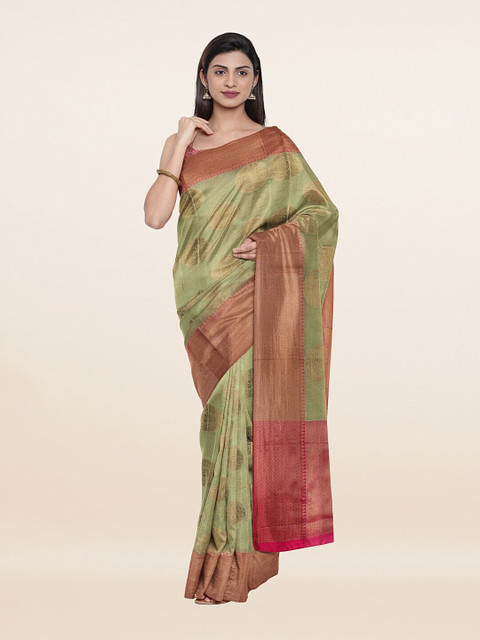 

Pothys Green & Gold-Toned Ethnic Motifs Saree