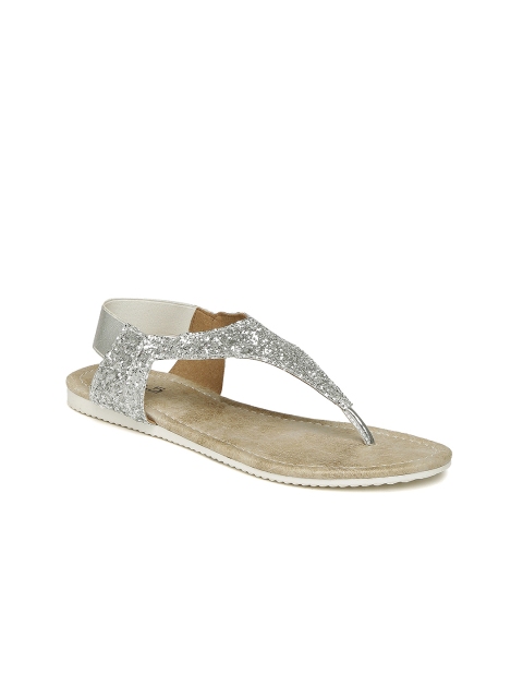 

Inc 5 Women Silver-Toned Sequinned Flats
