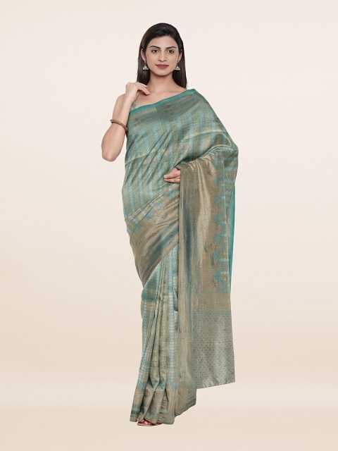 

Pothys Blue & Gold-Toned Woven Design Pure Silk Saree