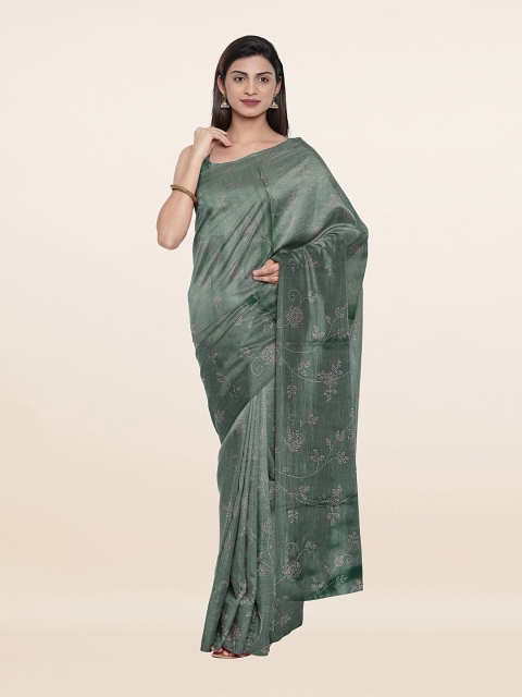 

Pothys Green Floral Beads and Stones Saree