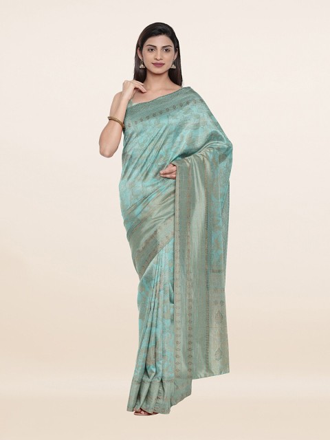 

Pothys Blue Floral Woven Design Pure Silk Saree