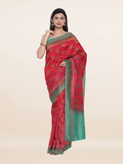 

Pothys Pink & Green Woven Design Pure Silk Saree