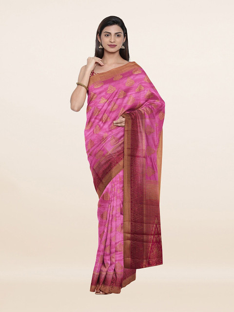 

Pothys Lavender & Pink Woven Design Zari Pure Silk Saree