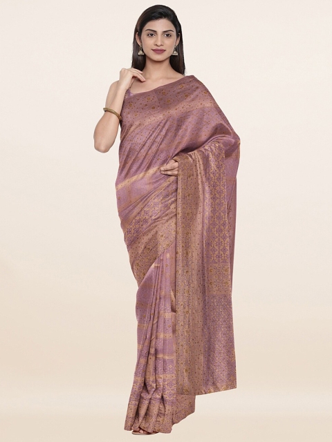 

Pothys Lavender Woven Design Embellished Pure Silk Banarasi Saree