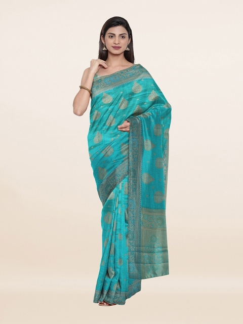 

Pothys Blue Floral Zari Pure Silk Saree