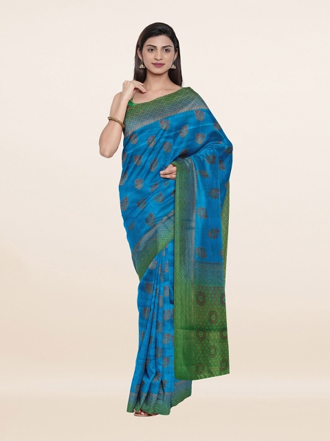 

Pothys Blue & Green Woven Design Zari Pure Silk Saree