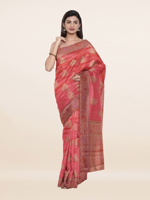 

Pothys Pink & Gold-Toned Pure Silk Saree