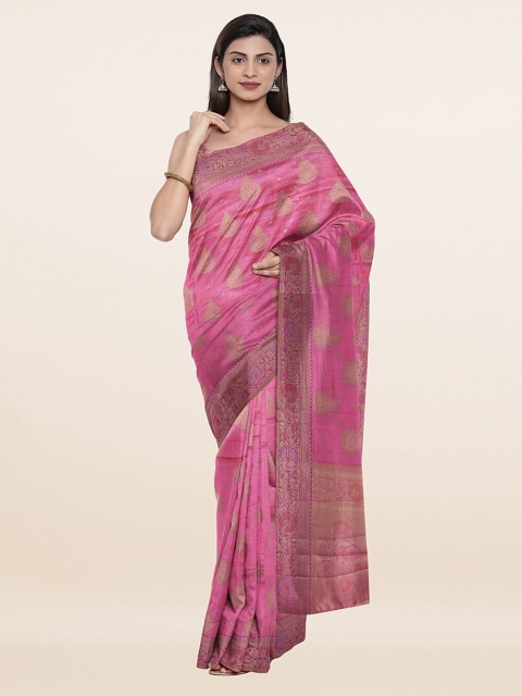 

Pothys Pink Floral Zari Pure Silk Saree