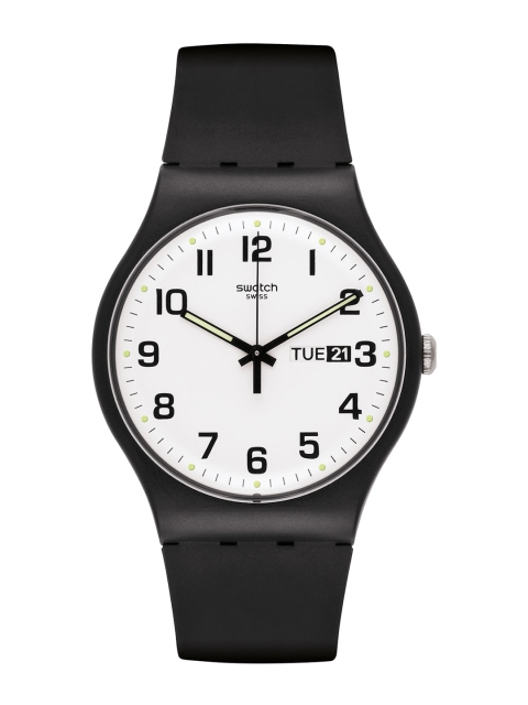 

Swatch Unisex Skeleton Dial & Textured Straps Analogue Watch SUOB705, White