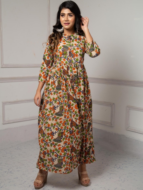 

Unnati Silks Women Multicoloured Kalamkari Pure Cotton Handloom Kurta, Multi