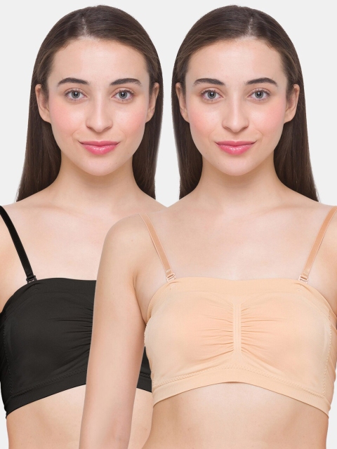 

FashionRack Set Of 2 Black & Beige Lightly Padded & Non Wired Bandeau Bra