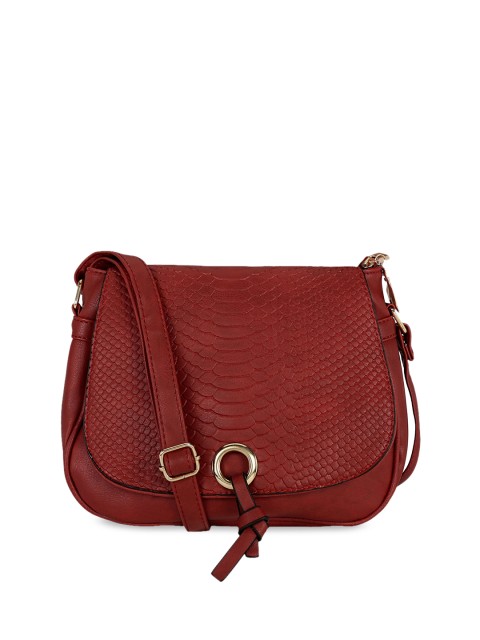 

KLEIO Maroon PU Structured Sling Bag with Cut Work