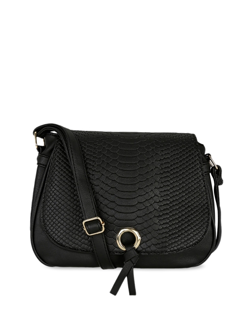 

KLEIO Black Textured PU Structured Sling Bag
