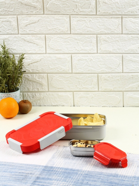 

JAYPEE PLUS Red & Silver-Toned Solid Stainless Steel Lunch Box