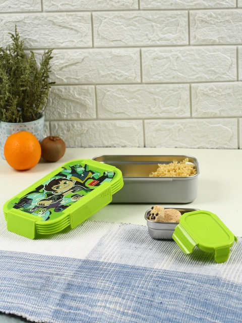 

JAYPEE PLUS Green & Silver-Toned Printed Stainless Steel Lunch Box