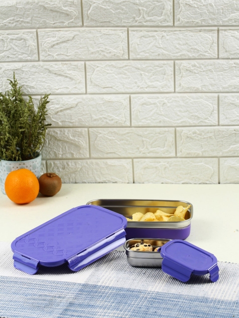 

JAYPEE PLUS Purple & Silver-Toned Solid Stainless Steel Lunch Box