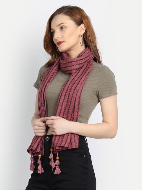 

Wicked Stitch Women Pink & Black Striped Scarf
