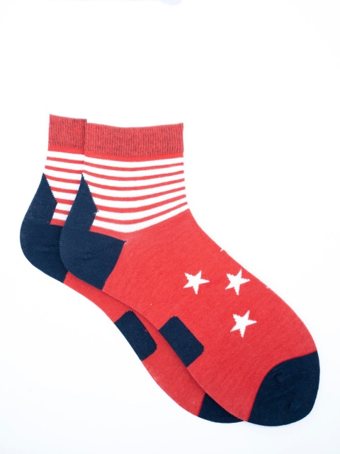 

Soxytoes Men Red & Blue Patterned Ankle-Length Socks