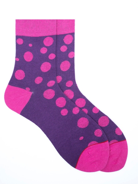 

Soxytoes Purple Patterned Calf-Length Cotton Socks