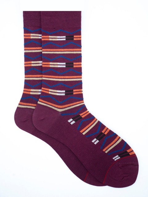 

Soxytoes Men Maroon Patterned Calf-Length Cotton Socks