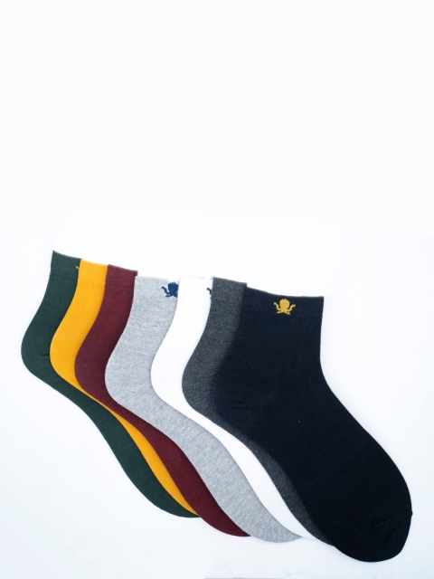 

Soxytoes Pack of 7 Black & Yellow Cotton Ankle-Length Socks