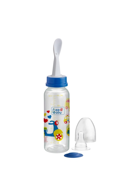 

Beebaby Kids Blue 2 in 1 Baby Feeding Bottle with Plastic Feeder Spoon, 250 ML