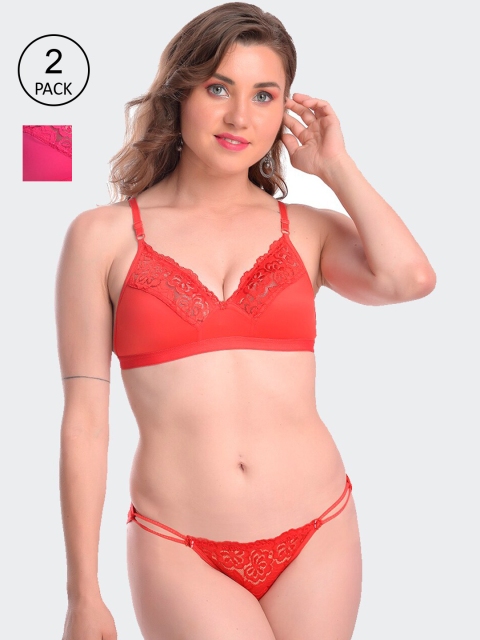

Fleurt Women Pack Of 2 Pink Lace Lingerie Set Fleurt-L.Set-Ballon-PK-RD-30
