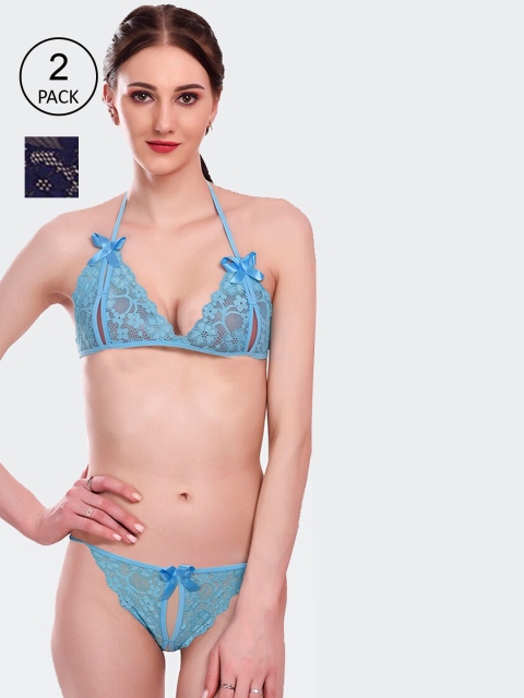 

Fleurt Set Of 2 Self Design Lingerie Set Fleurt-L.Set-206-S.BL-N.BL, Blue