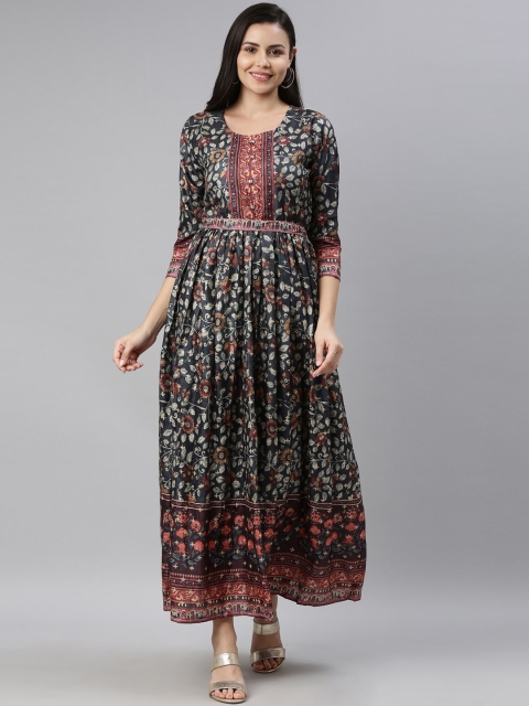 

Neerus Women Grey & Maroon Ethnic Motifs Printed Anarkali Kurta