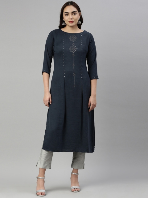 

Neerus Women Grey Yoke Design Kurta