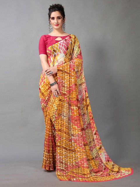 

HRITIKA Orange & Pink Saree