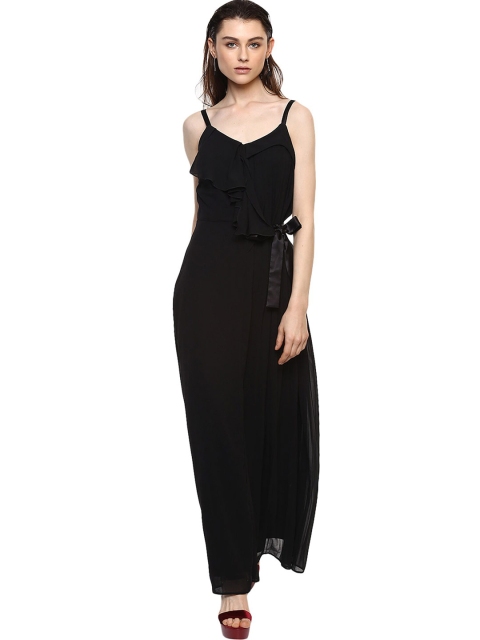 

Kazo Black Shoulder Strap Flared Maxi Dress